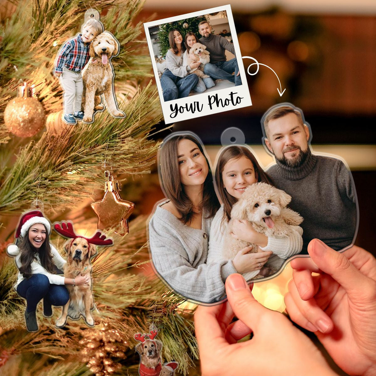 Custom Family Photo Ornament, Double-Sided Christmas Ornament 2024