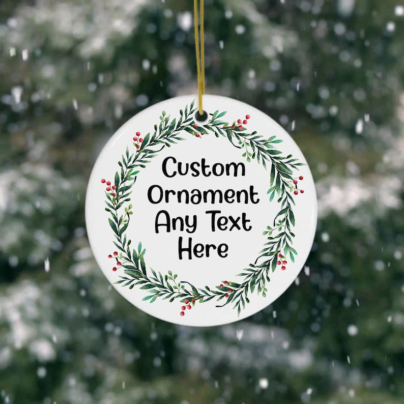 Custom 2-sided Ceramic Ornament, Personalized Photo and Text Christmas Ornament front back