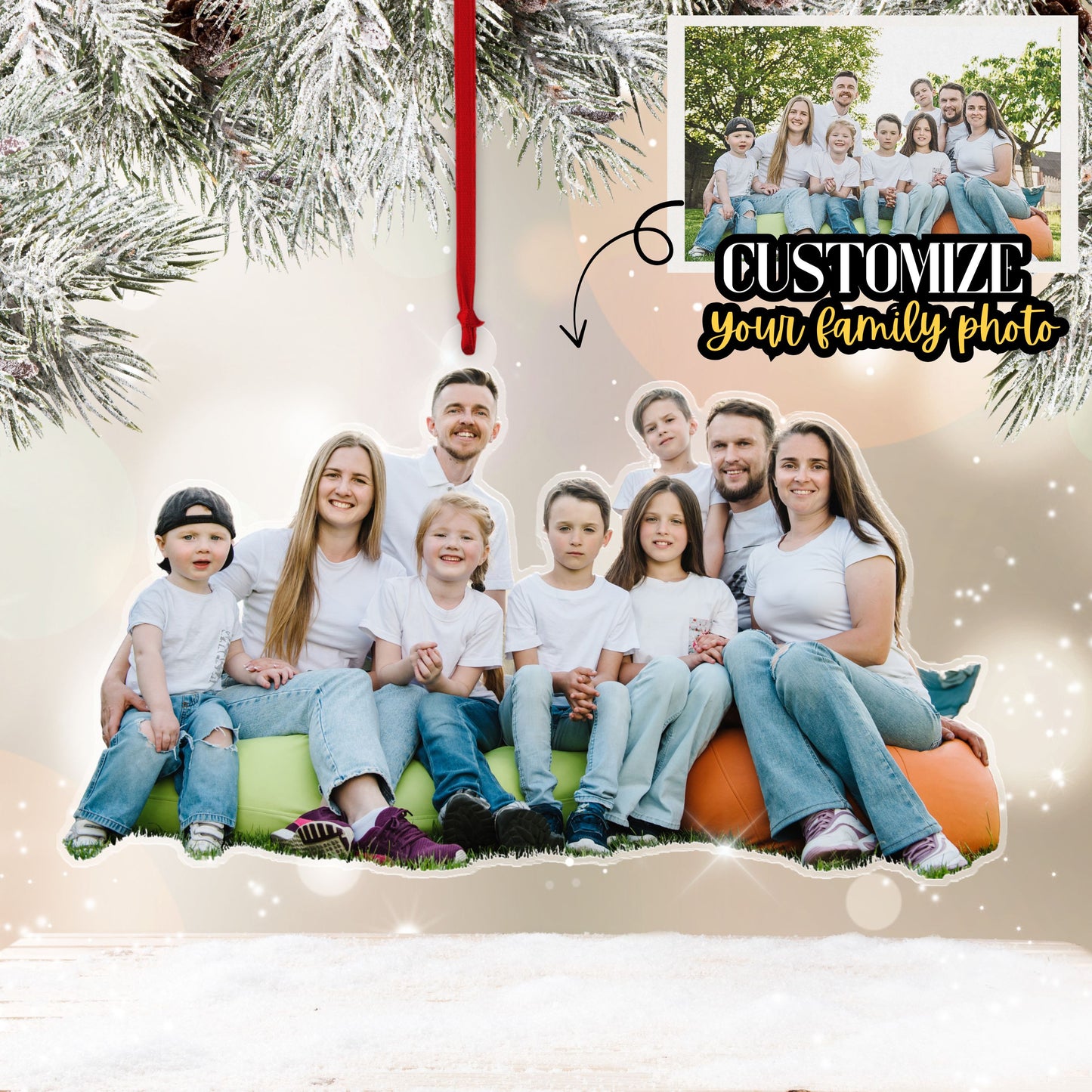 Custom Family Photo Ornament, Double-Sided Christmas Ornament 2024