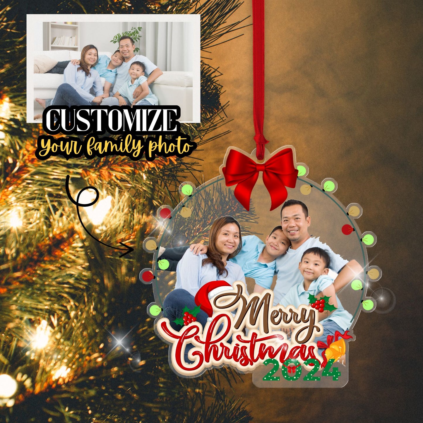 Family Christmas 2024 - Personalized Acrylic Photo Ornament