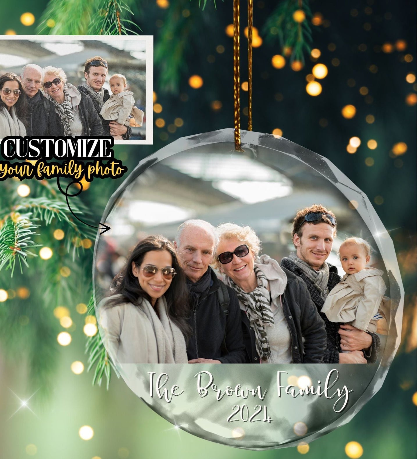 Personalized Couple Photo Ornament, Couples Gifts, Custom Photo Glass Ornament